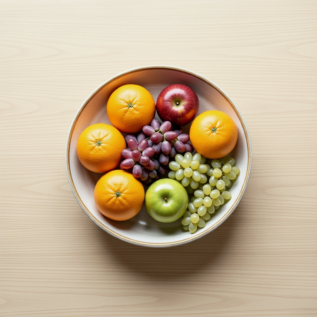 Frutas frescas de temporada representando nutrición equilibrada