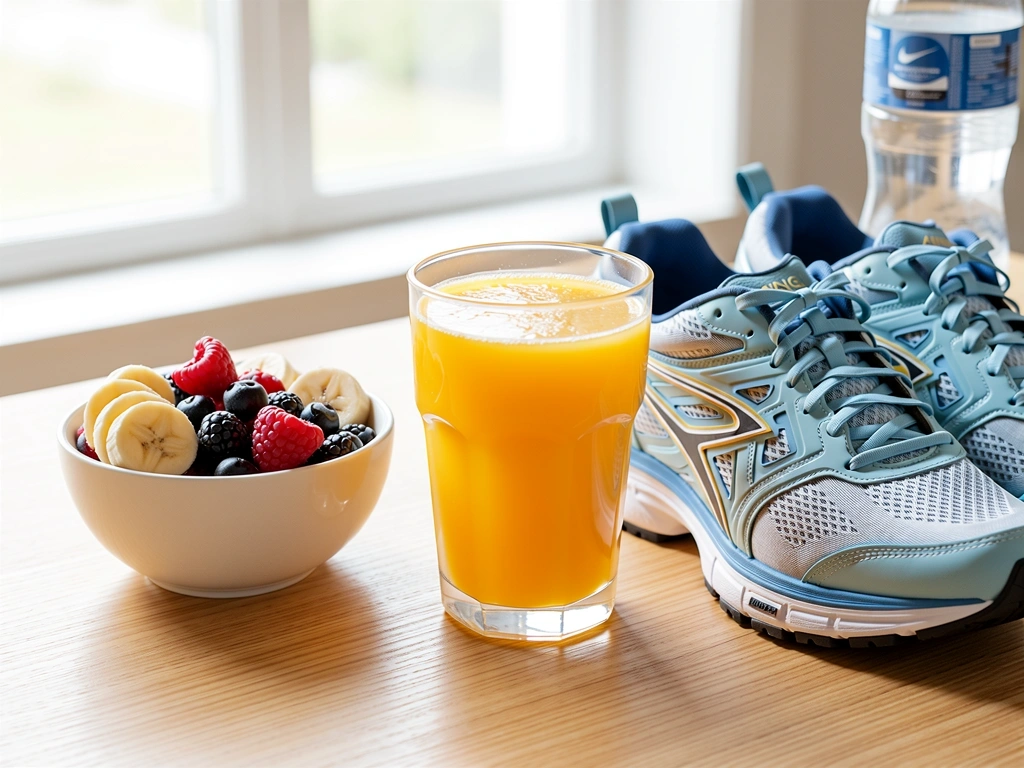 Frutas frescas y equipamiento deportivo